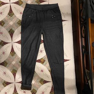 Black Jean look lined leggings